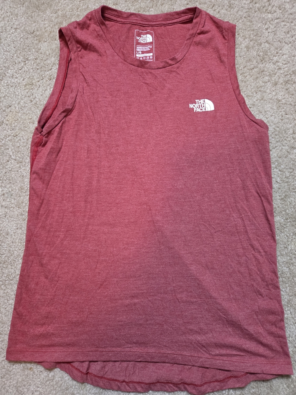 The North Face Women's Sleeveless Activewear Tee - Red Heather Patriotic Size L